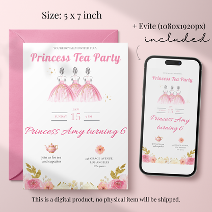 You're Royally Invited — Princess Tea Party Invitation Template by Pretty Digital — view 2