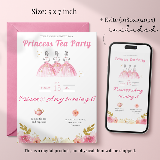 You're Royally Invited — Princess Tea Party Invitation Template by Pretty Digital — view 2