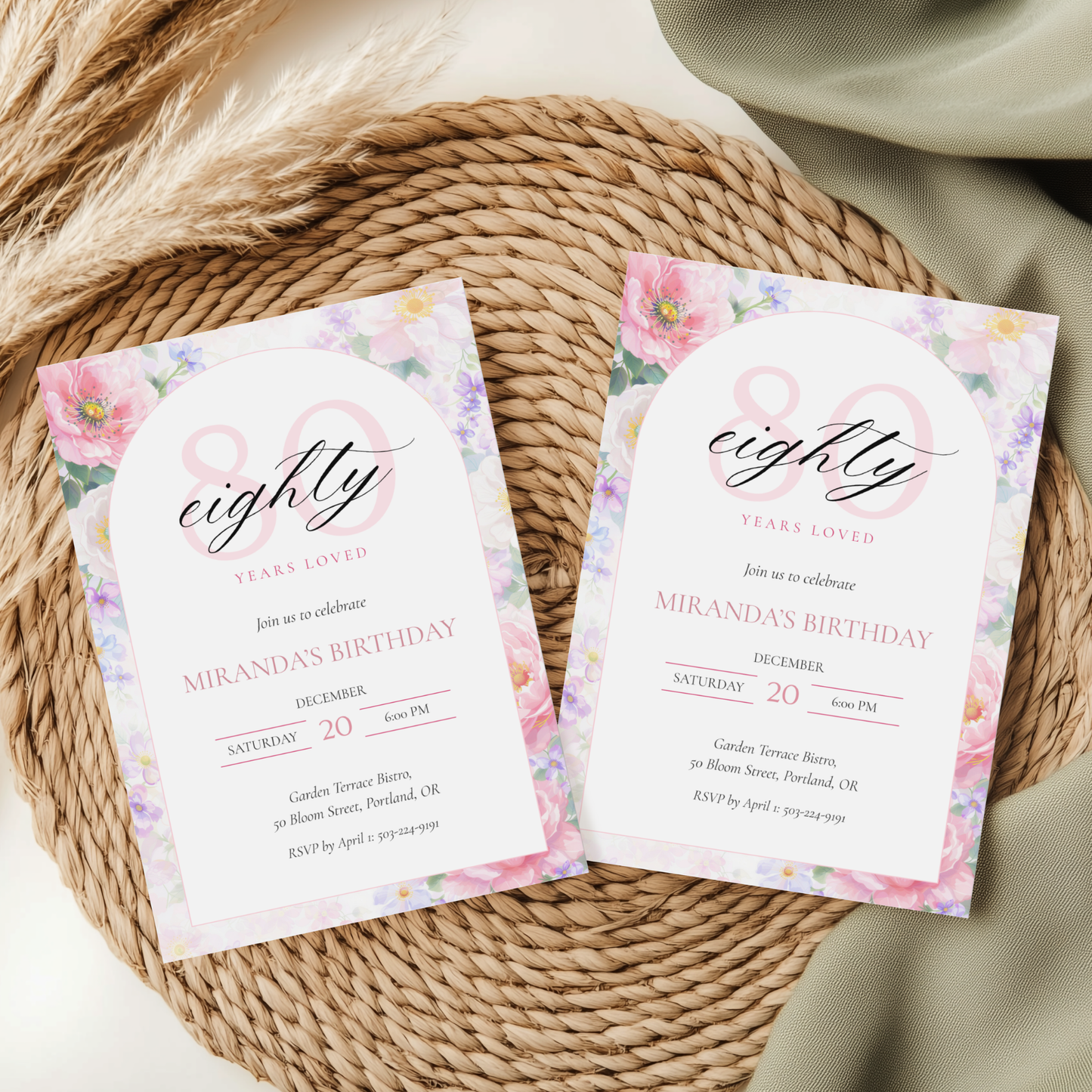 Eighty Years Loved — 80th Birthday Celebration Invitation Template by Pretty Digital — view 3