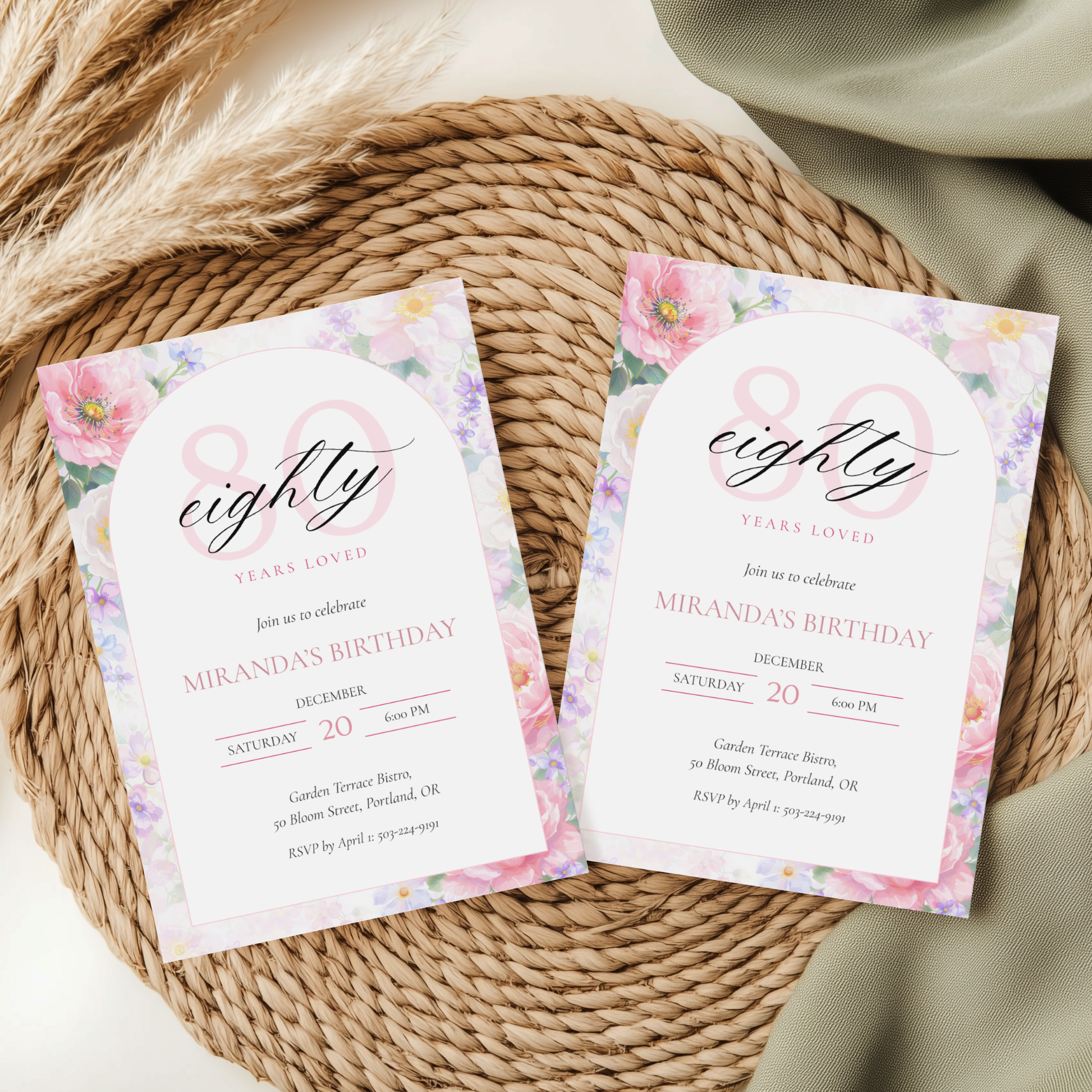 Eighty Years Loved — 80th Birthday Celebration Invitation Template by Pretty Digital — view 3