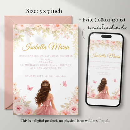 Floral Quinceanera Invitation by Pretty Digital — view 2