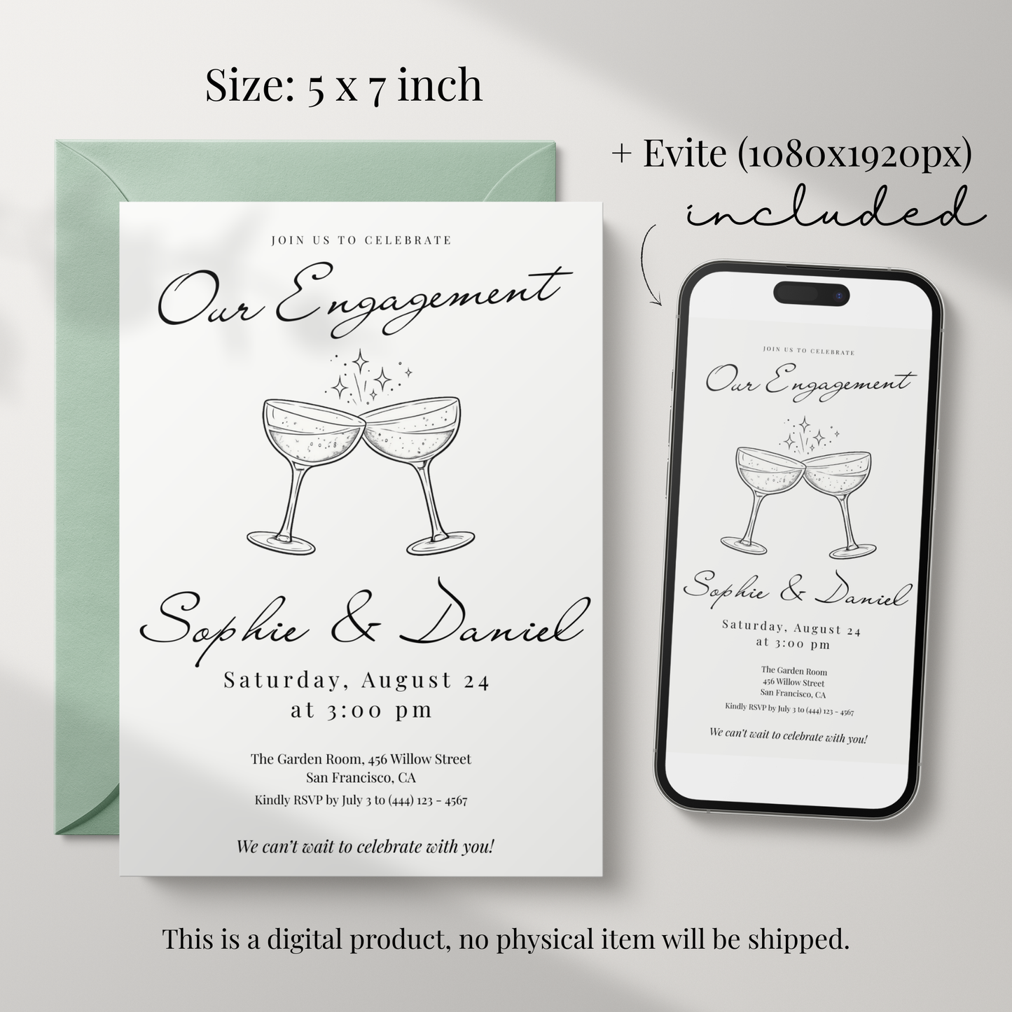 Floral Engagement Party Invitation by Pretty Digital — view 2