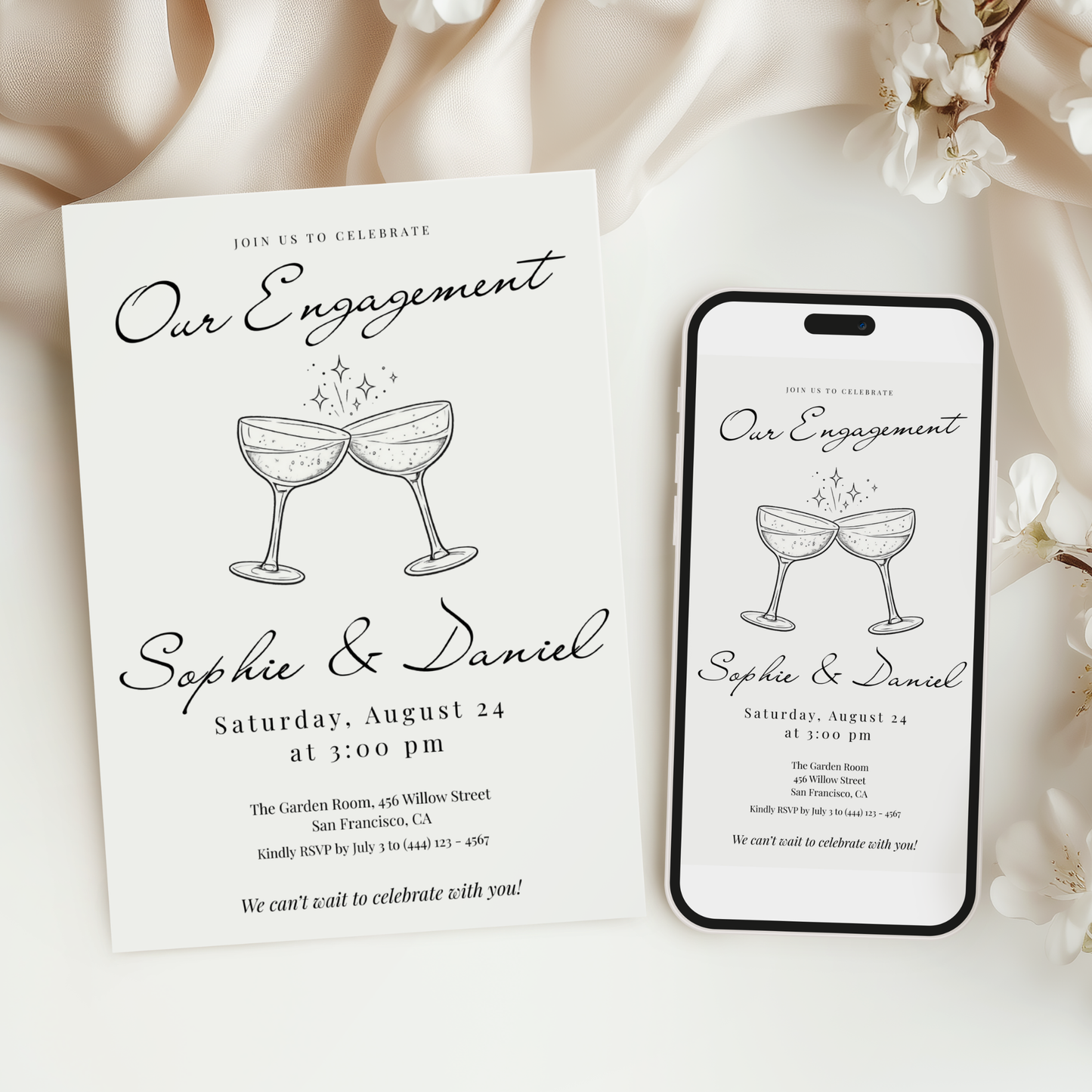 Floral Engagement Party Invitation by Pretty Digital — view 6