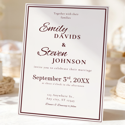 Gold-Trim invitation template by Pretty Digital — printable digital download