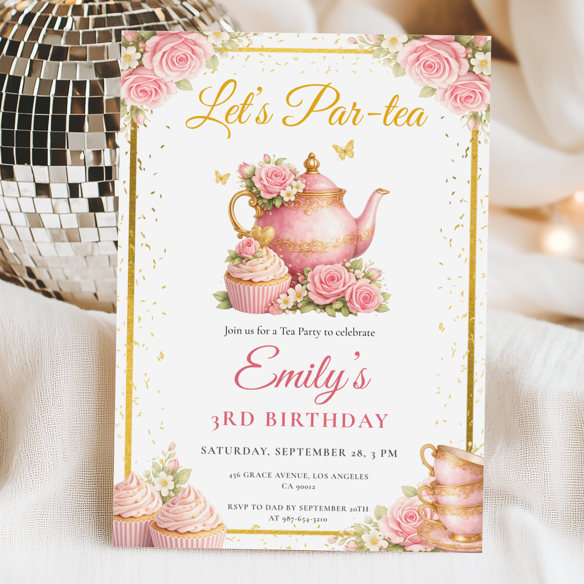 Let's Par-Tea (Kids) — Tea Party Birthday Invitation Template by Pretty Digital — view 5