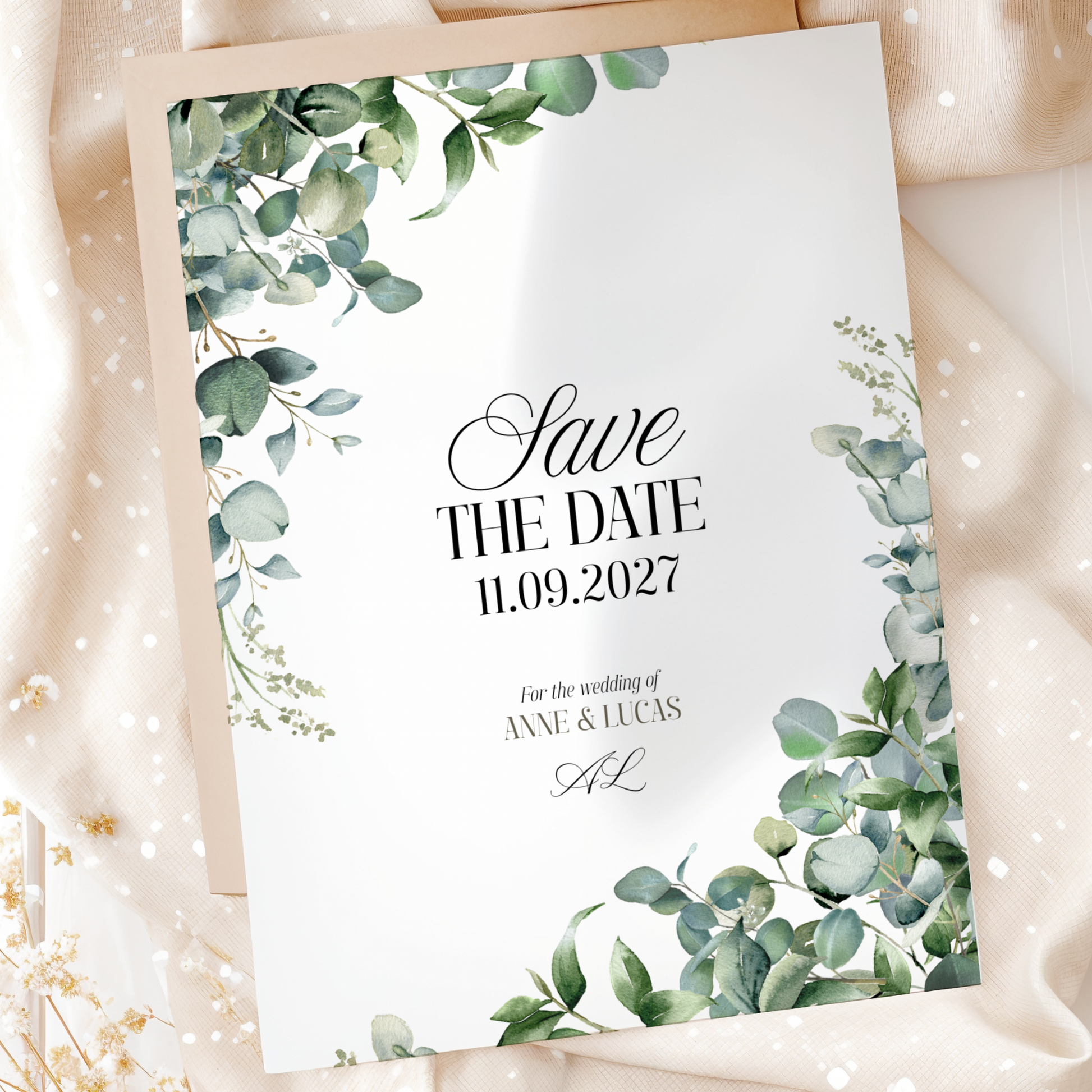 Floral invitation template by Pretty Digital — printable digital download