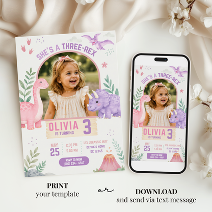Dino-Rific Birthday — Dinosaur Birthday Invitation Template by Pretty Digital — view 6