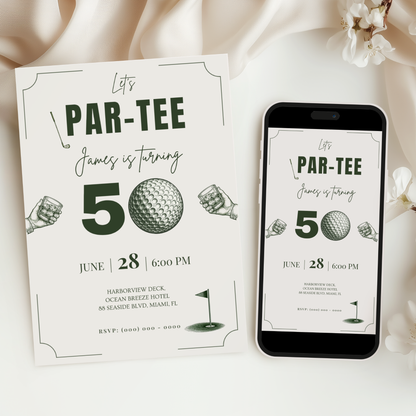 Let's Par-Tee — 50th Birthday Invitation Template (Golf Themed) by Pretty Digital — view 5