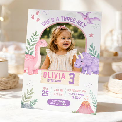 Dino-Rific Birthday — Dinosaur Birthday Invitation Template by Pretty Digital — printable digital download