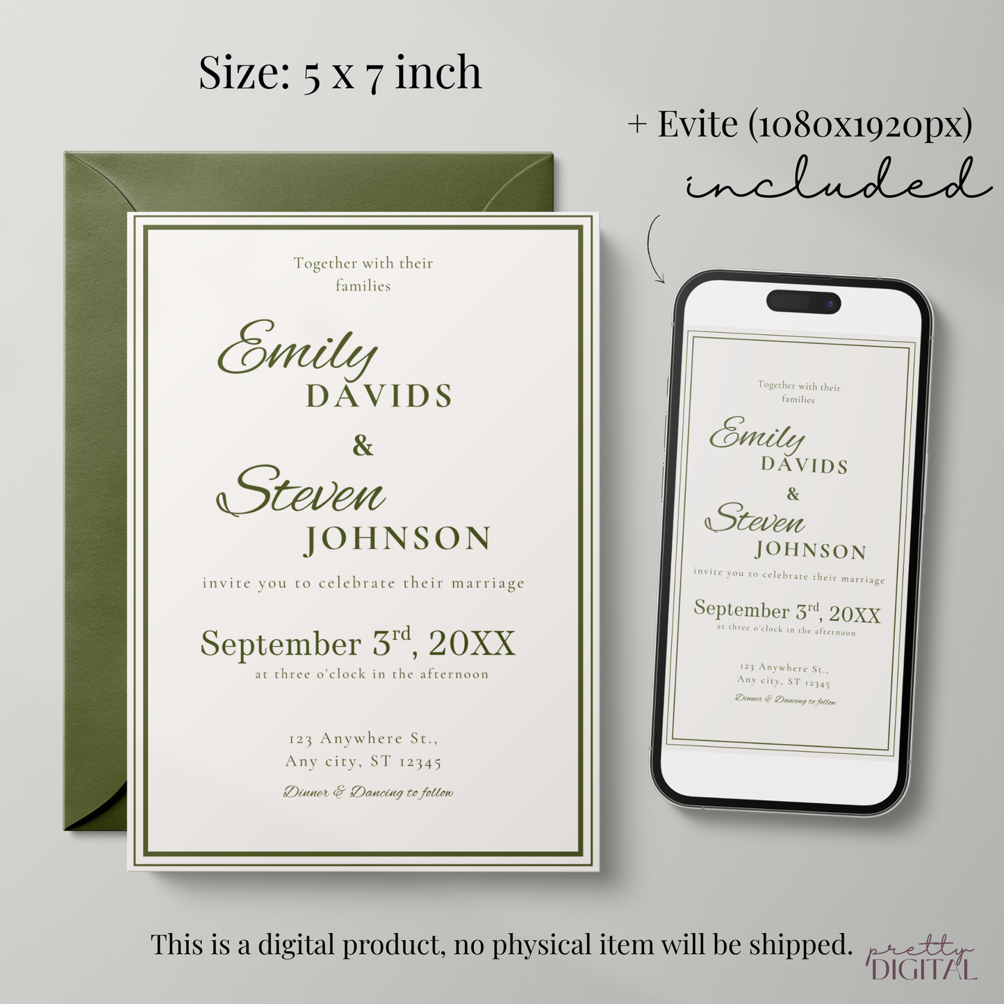 Black Tie Elegant Wedding Invitation by Pretty Digital — view 2