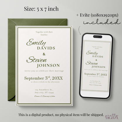 Black Tie Elegant Wedding Invitation by Pretty Digital — view 2