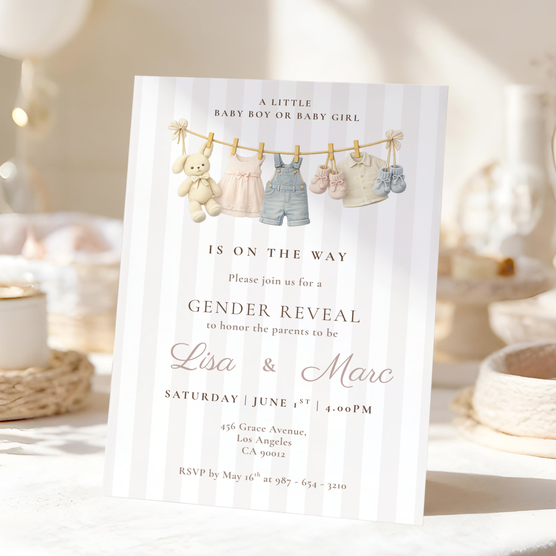 Baby Boy or Baby Girl — Gender Reveal Invitation Template by Pretty Digital — view 8