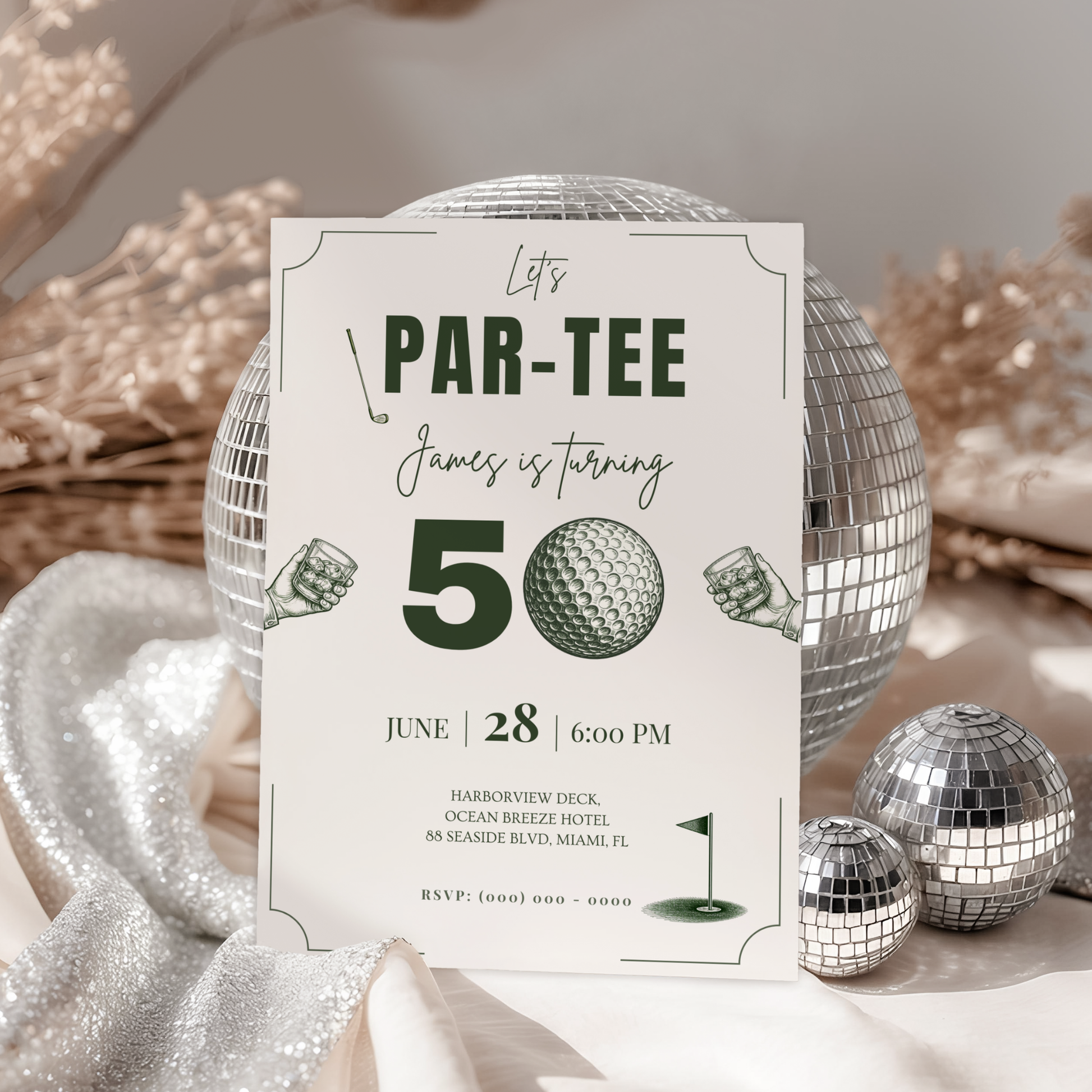 Let's Par-Tee — 50th Birthday Invitation Template (Golf Themed) by Pretty Digital — view 10
