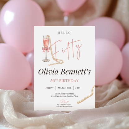 Hello Fifty — 50th Birthday Invitation for Women by Pretty Digital — view 10