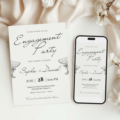 Let's Raise a Glass — Engagement Party Invitation Template by Pretty Digital — view 5