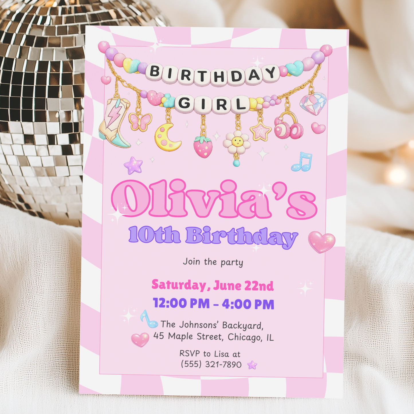 She's a Three-Rex — Girl's Dinosaur 3rd Birthday Invitation Template by Pretty Digital — printable digital download