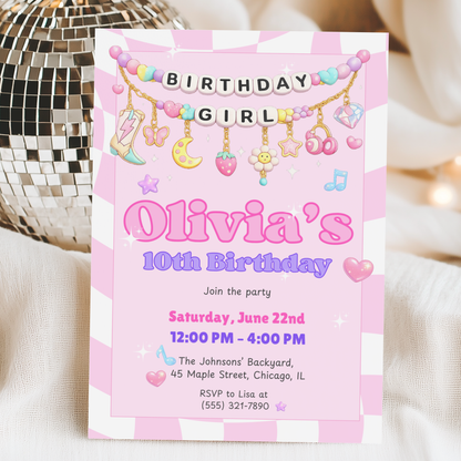 She's a Three-Rex — Girl's Dinosaur 3rd Birthday Invitation Template by Pretty Digital — printable digital download