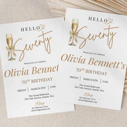 Hello Seventy — 70th Birthday Invitation Template by Pretty Digital — view 5