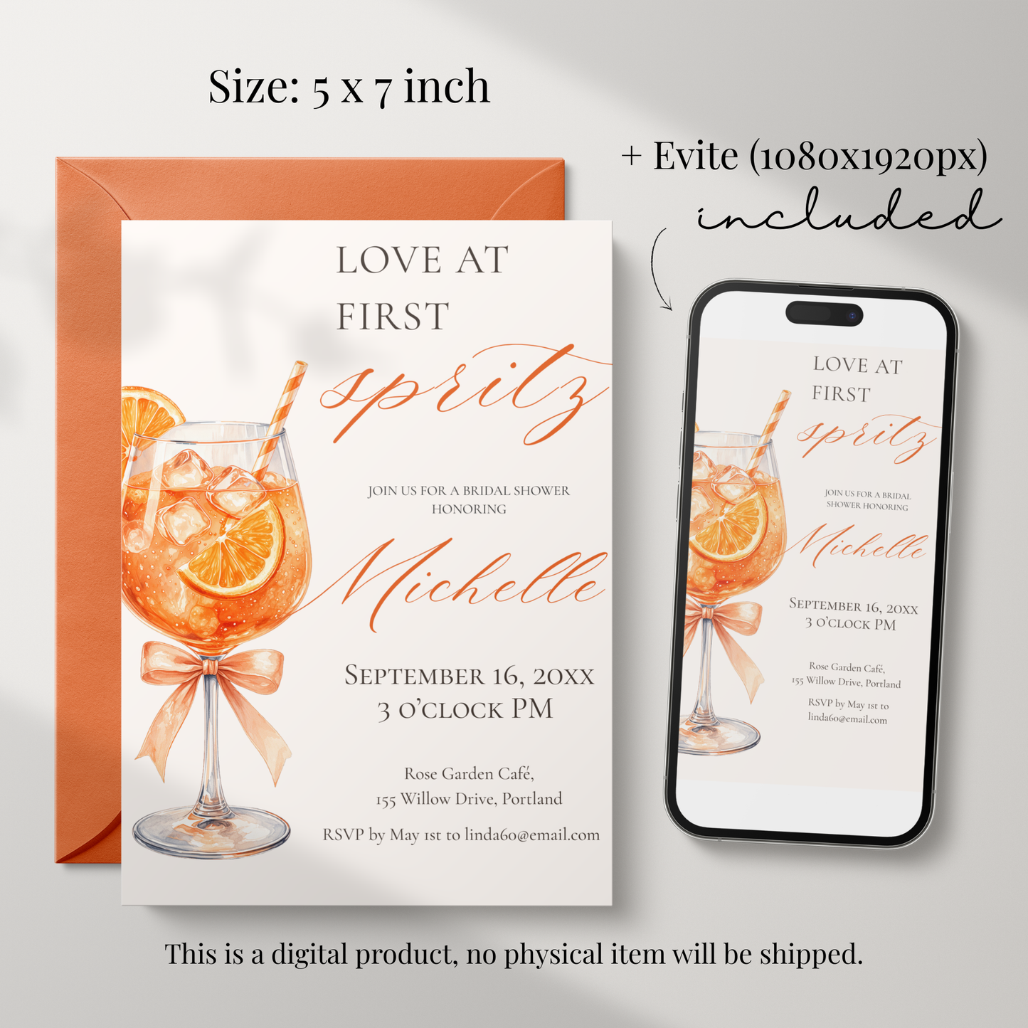 Love at First Spritz — Bridal Shower Invitation Template by Pretty Digital — view 2