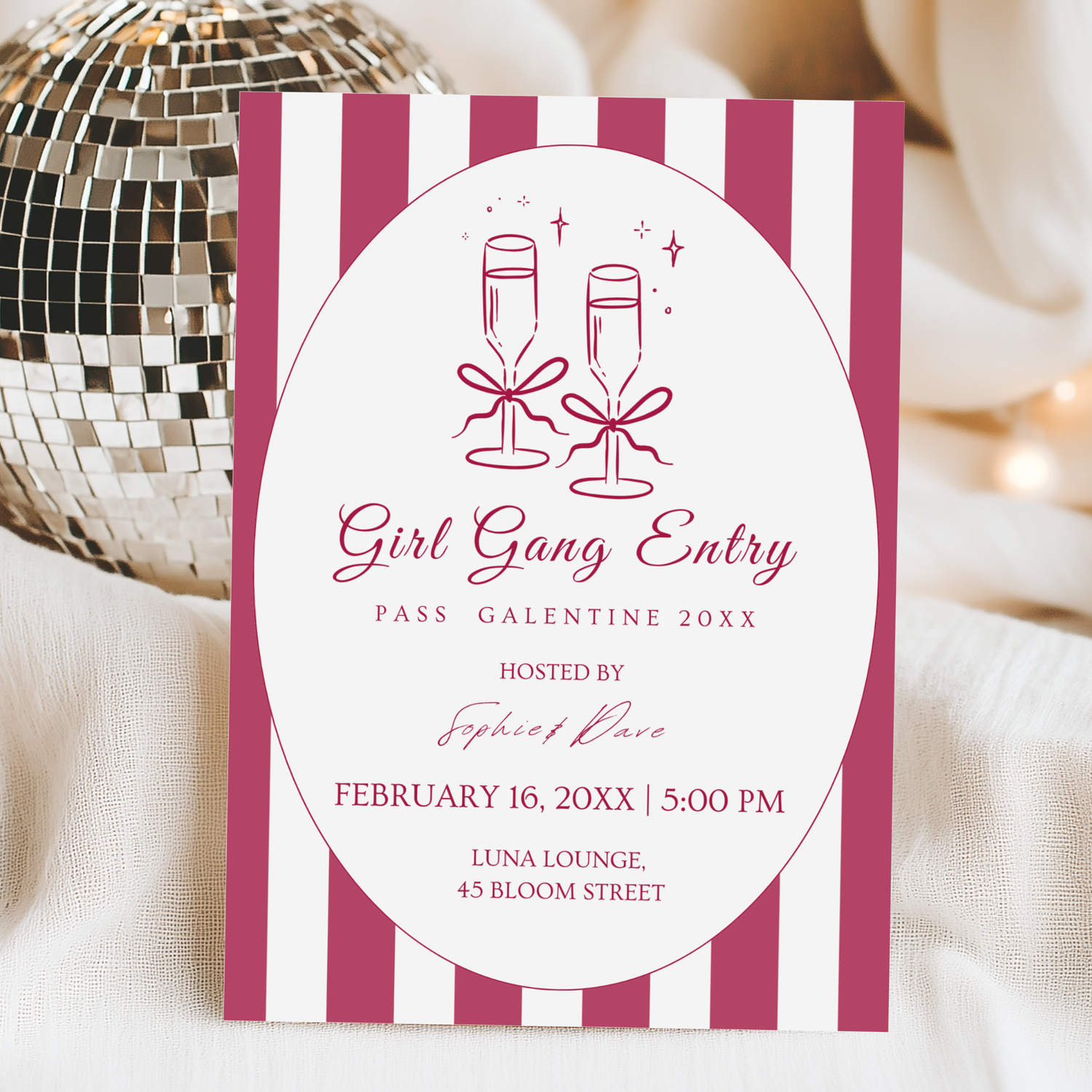 Modern Pink invitation template by Pretty Digital — printable digital download