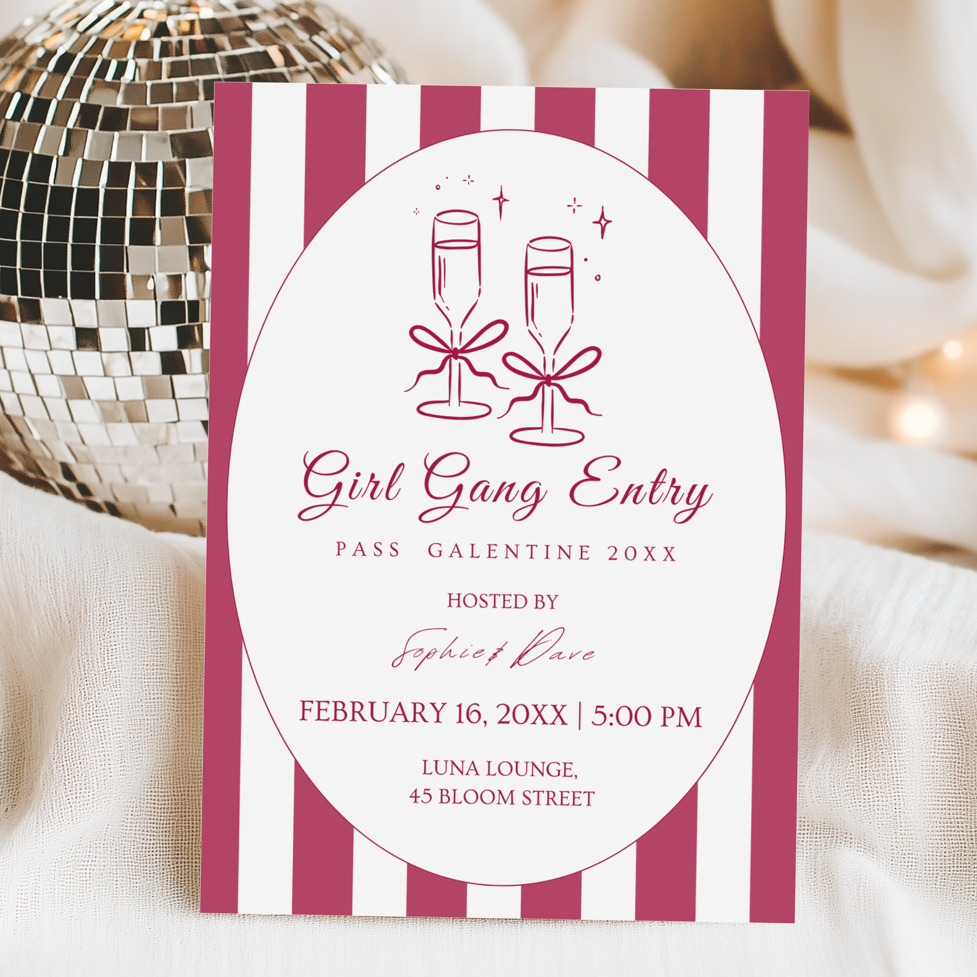 Modern Pink invitation template by Pretty Digital — printable digital download