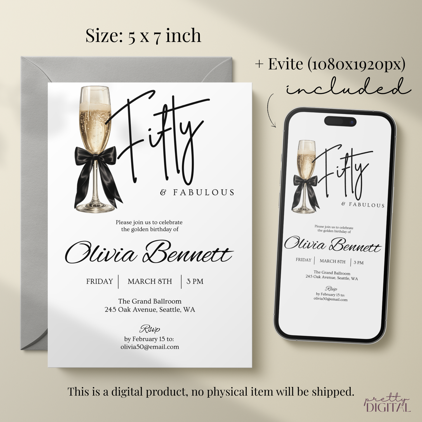 Fabulous — 50th Birthday Invitation for Women by Pretty Digital — view 2
