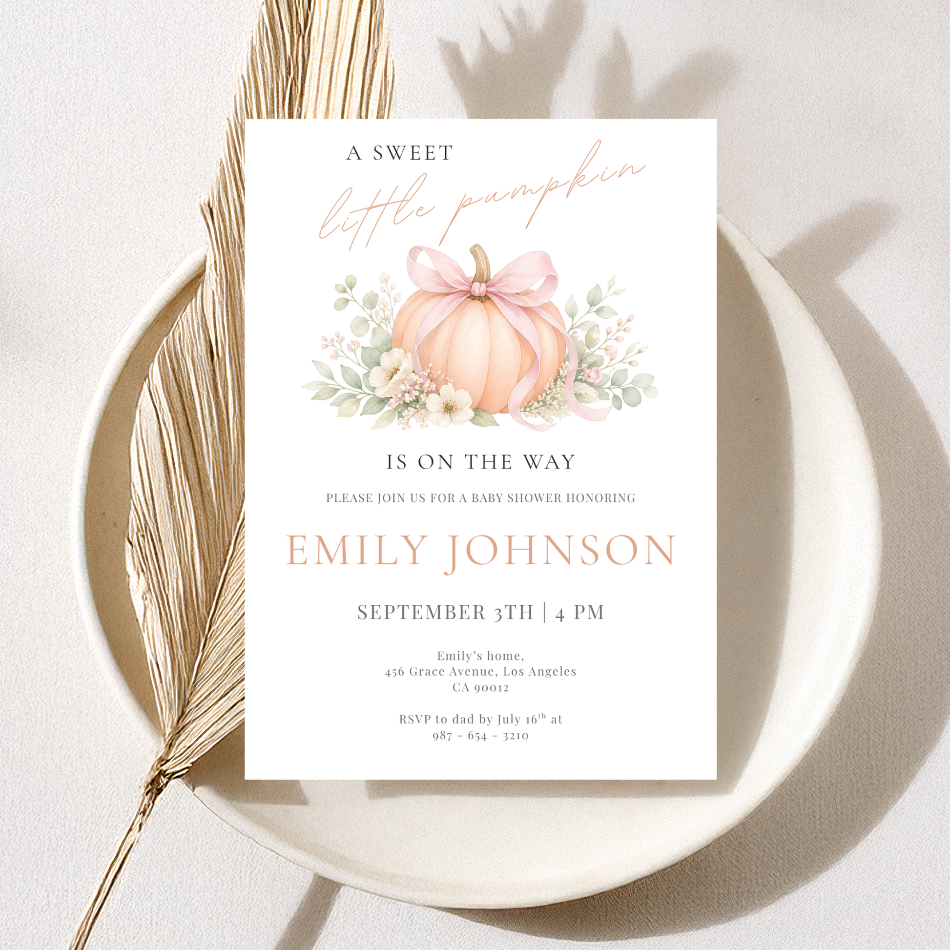 A Sweet Little Pumpkin — Fall Baby Shower Invitation Template by Pretty Digital — view 8