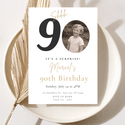 Classic 90th Birthday Invitation by Pretty Digital — view 5
