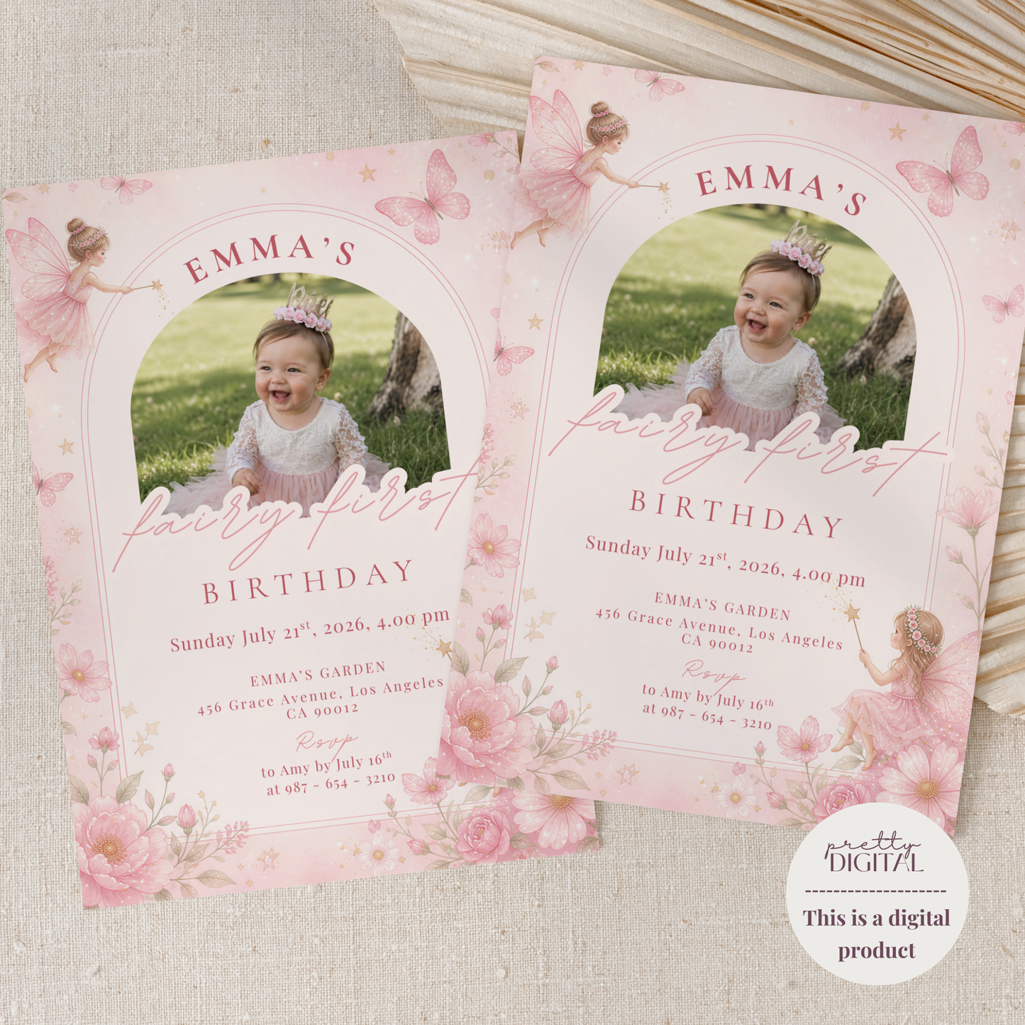 Emma's Garden — Fairy First Birthday Invitation Template by Pretty Digital — view 10