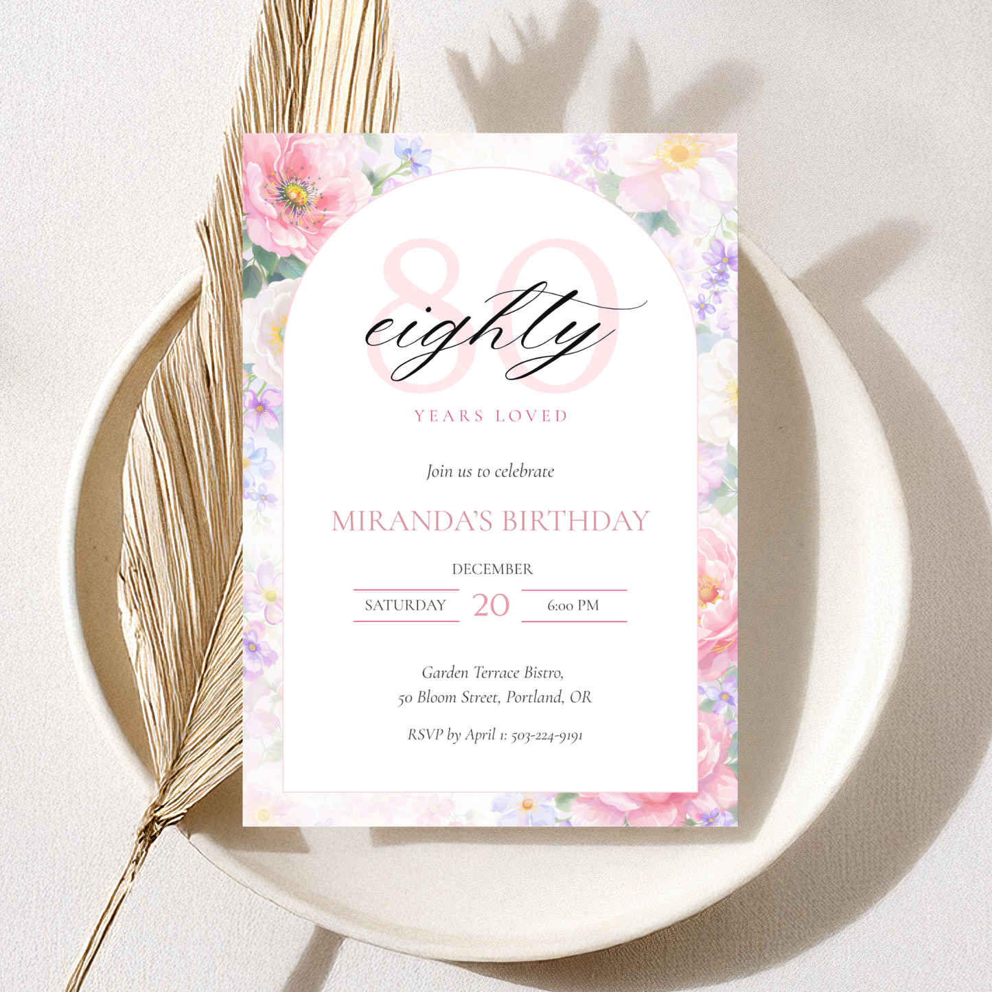 Eighty Years Loved — 80th Birthday Celebration Invitation Template by Pretty Digital — view 5