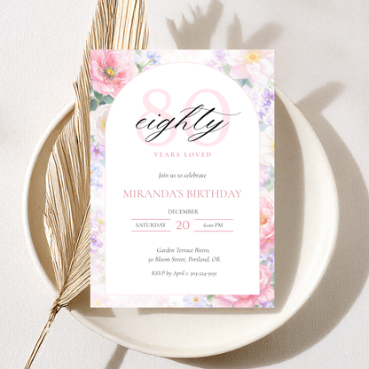 Eighty Years Loved — 80th Birthday Celebration Invitation Template by Pretty Digital — view 5