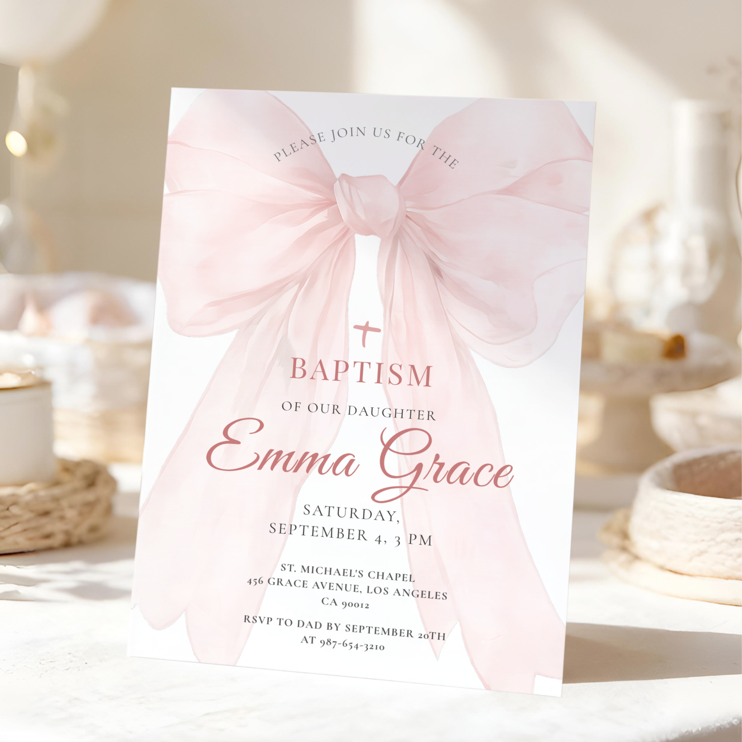 Floral Baptism Invitation by Pretty Digital — view 5
