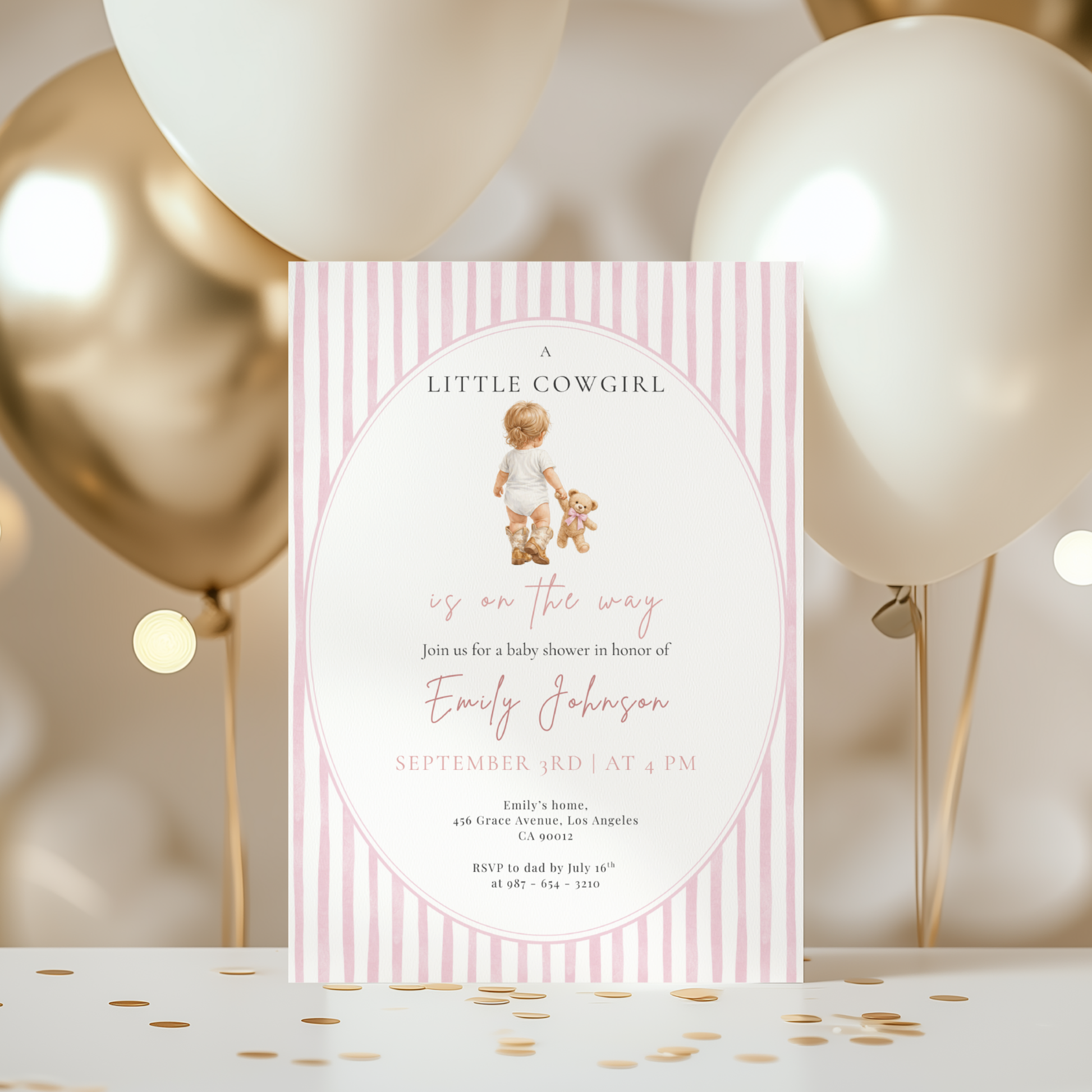 A Little Cowgirl on the Way — Baby Girl Shower Invitation Template by Pretty Digital — view 8