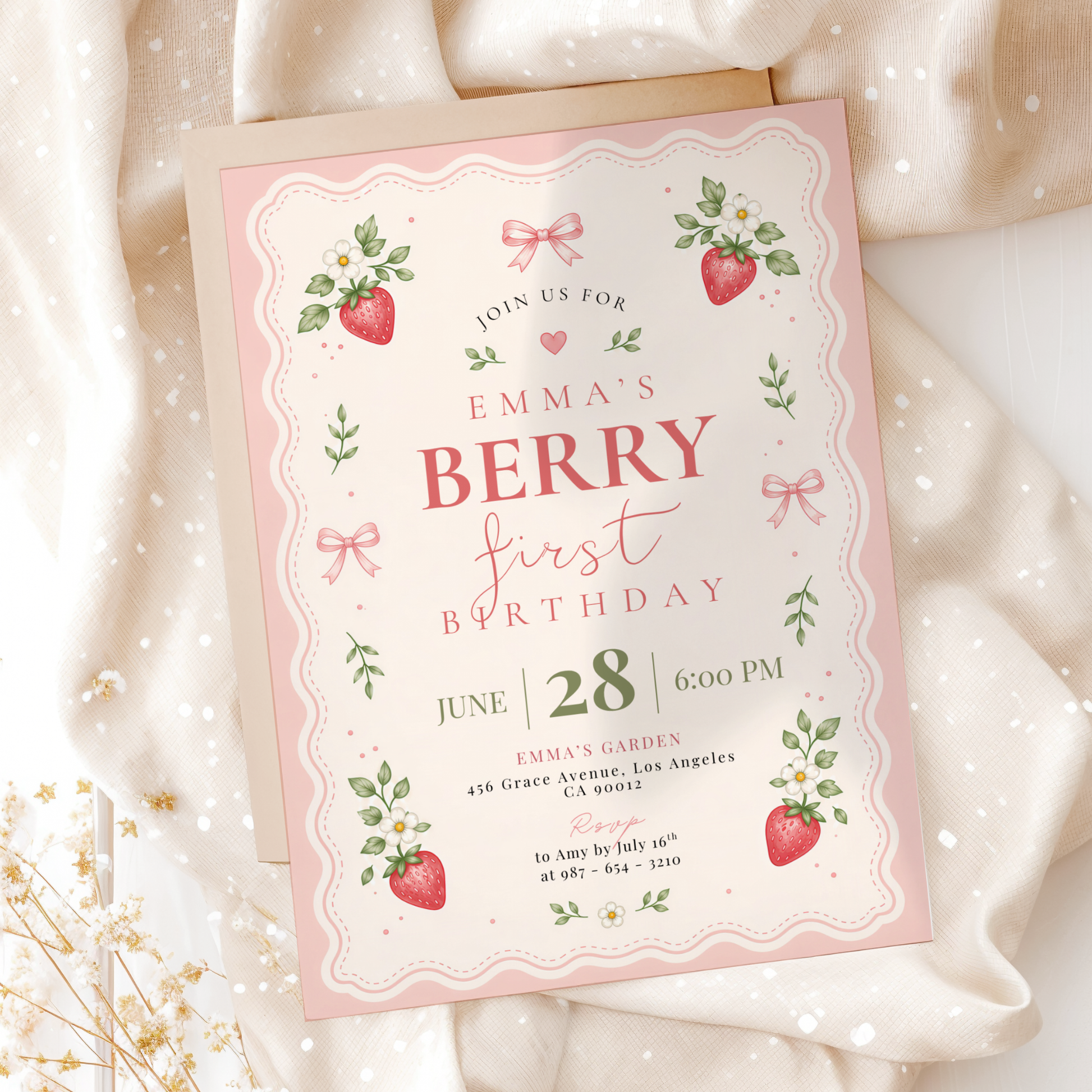 Berry First Birthday — 1st Birthday Invitation Template by Pretty Digital — view 5
