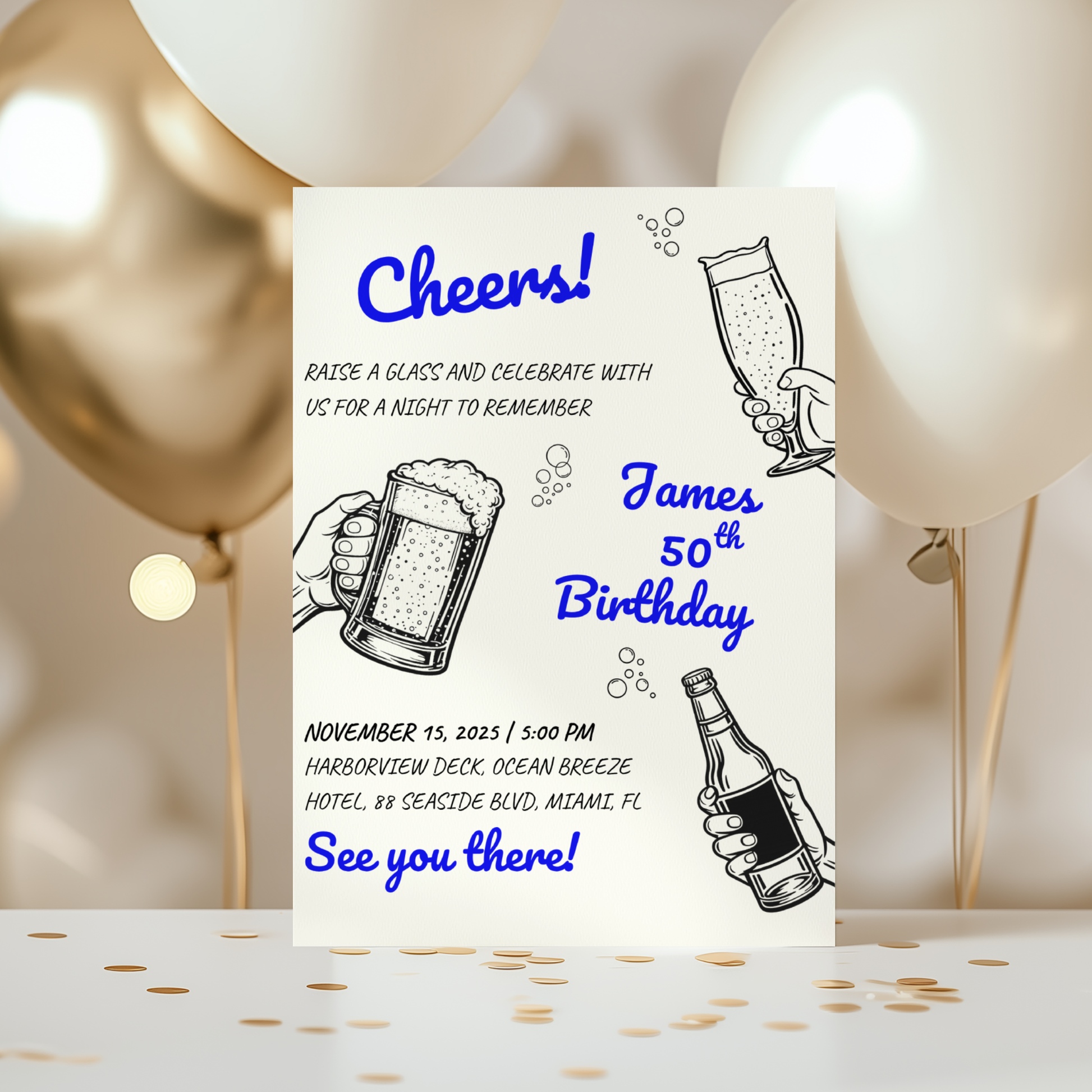 Gold 50th Birthday Invitation by Pretty Digital — view 8