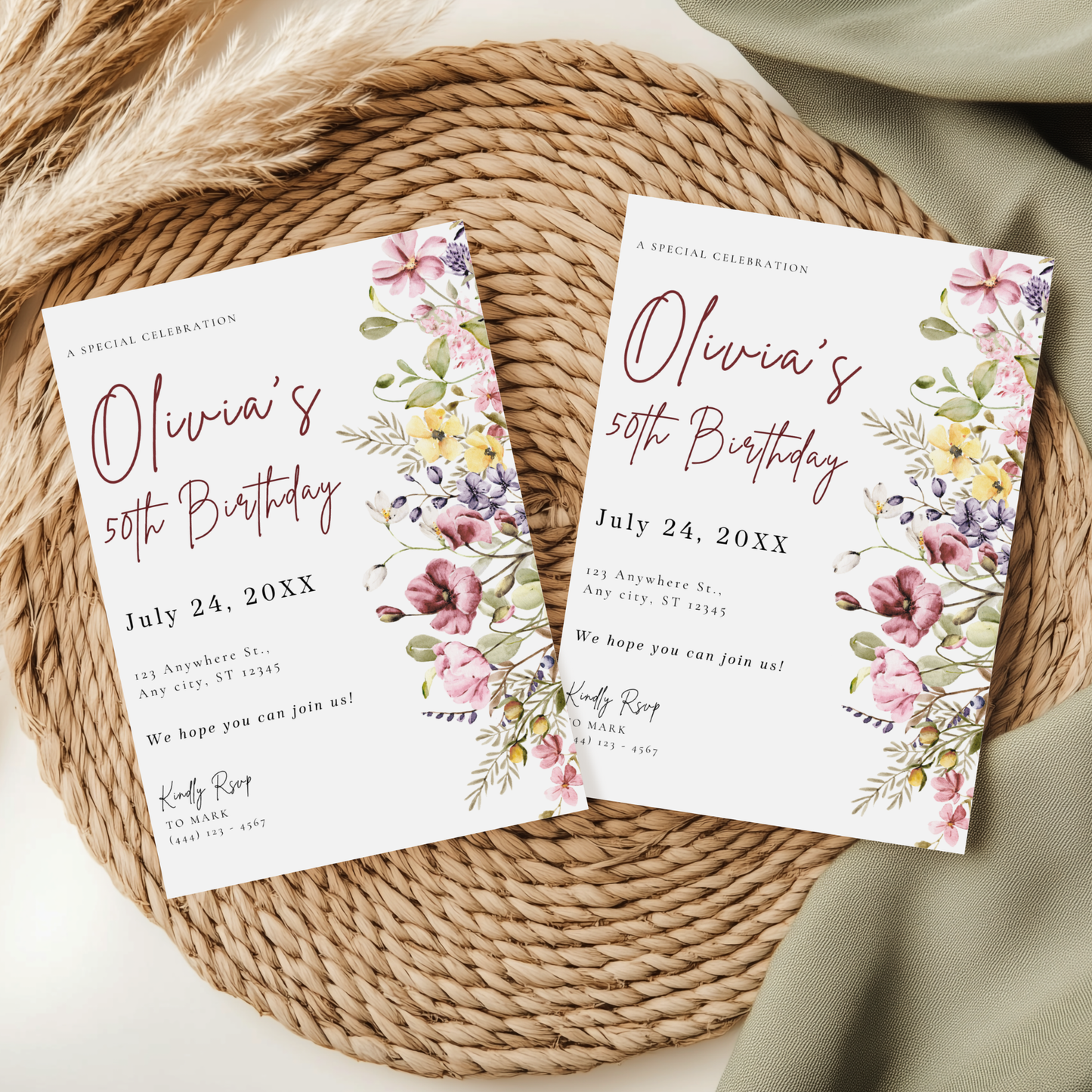 Floral 50th Birthday Invitation for Women by Pretty Digital — view 8