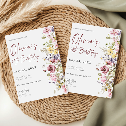 Floral 50th Birthday Invitation for Women by Pretty Digital — view 8