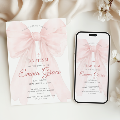 Floral Baptism Invitation by Pretty Digital — view 6