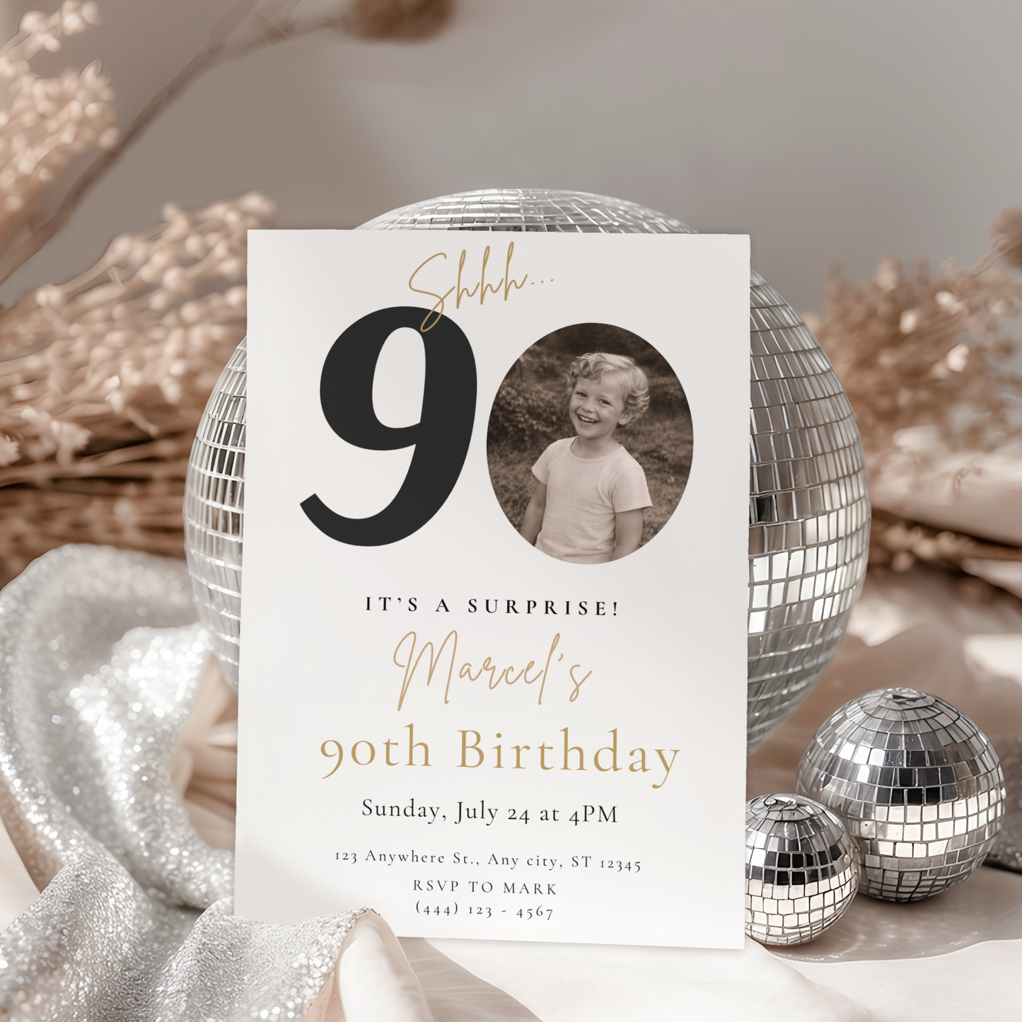 Classic 90th Birthday Invitation by Pretty Digital — view 8