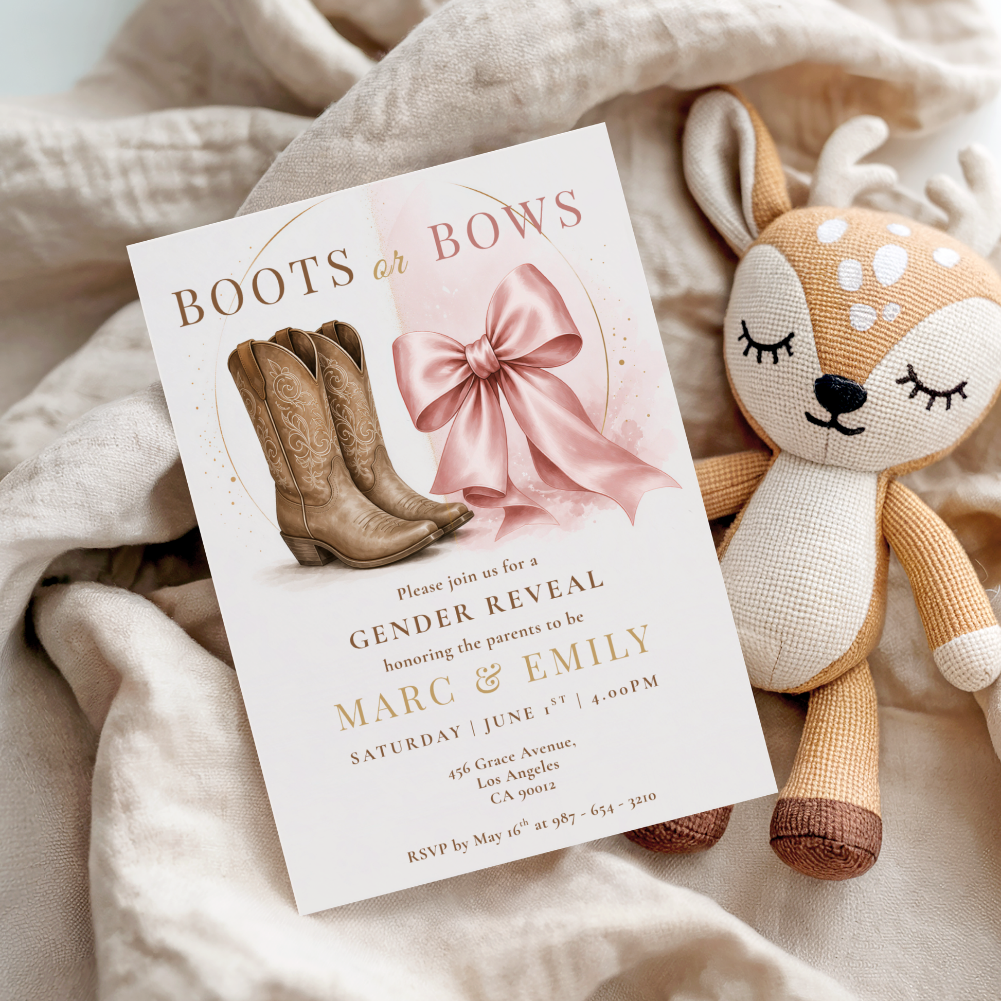Boots or Bows — Western Gender Reveal Invitation Template by Pretty Digital — view 3