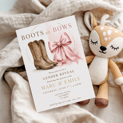 Boots or Bows — Western Gender Reveal Invitation Template by Pretty Digital — view 3