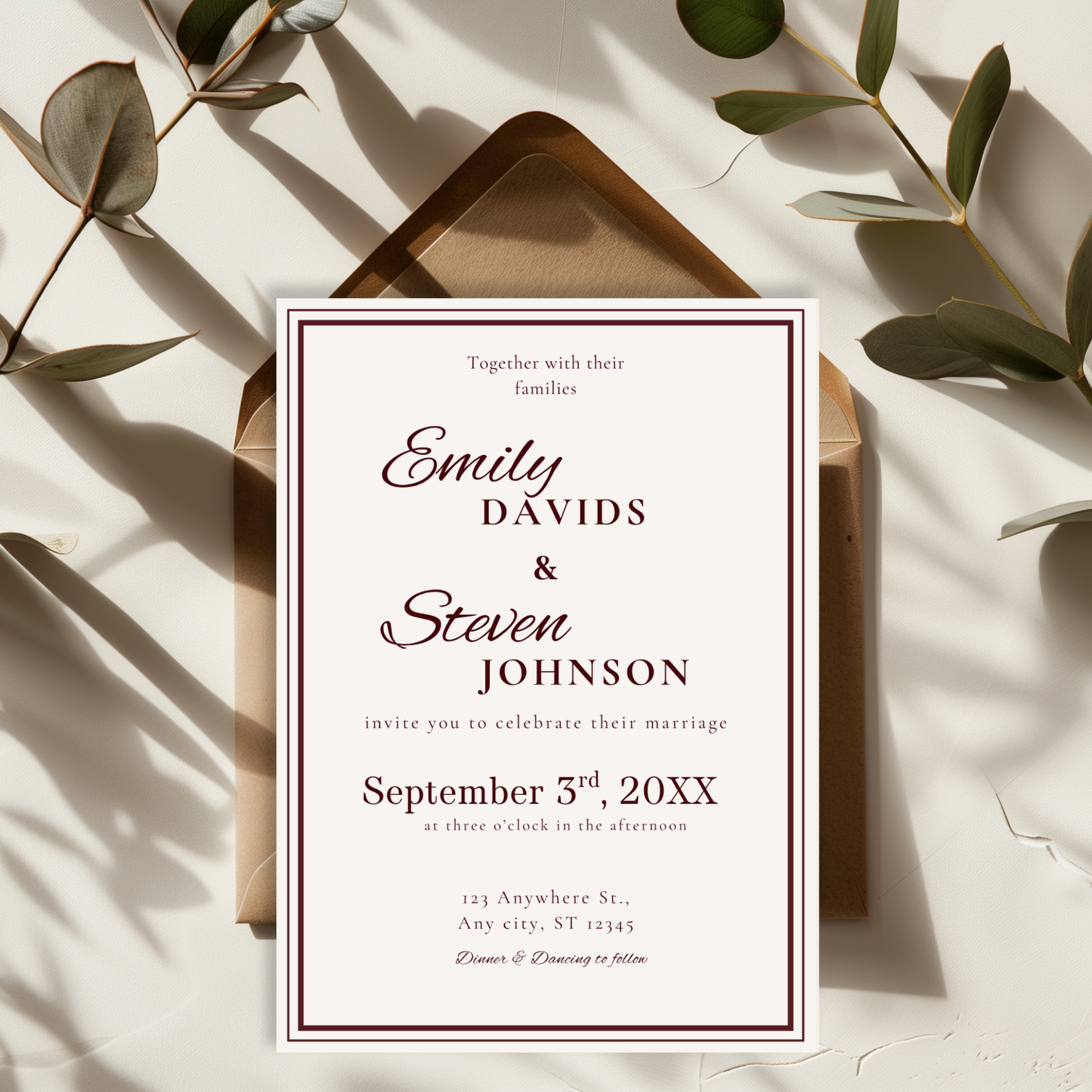 Gold-Trim Elegant Wedding Invitation by Pretty Digital — view 3