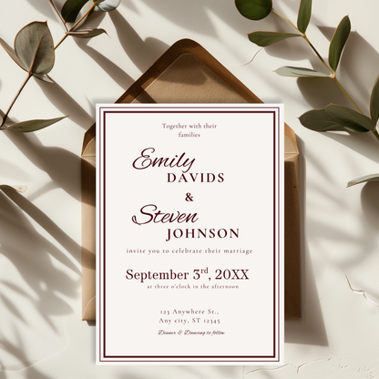 Gold-Trim Elegant Wedding Invitation by Pretty Digital — view 3