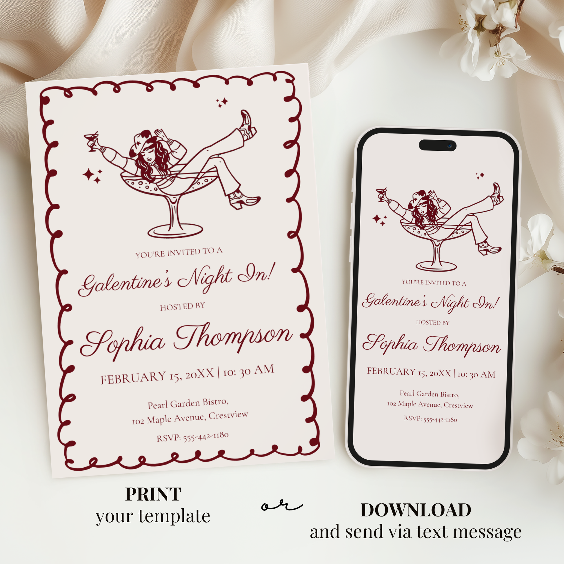 Galentine's Night In — Galentine's Day Invitation Template by Pretty Digital — view 6