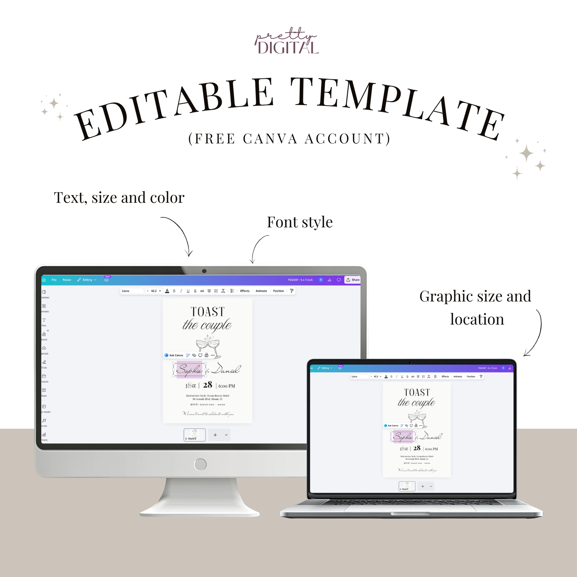 Toast the Couple — Engagement Party Invitation Template by Pretty Digital — view 4