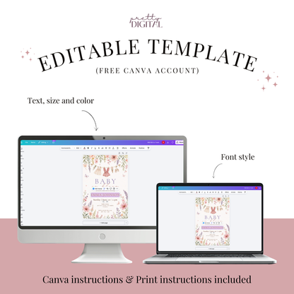 Soft invitation template by Pretty Digital — printable digital download