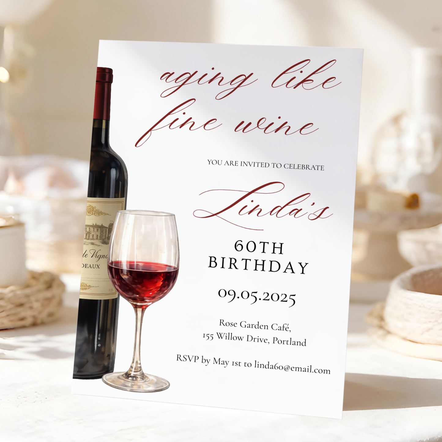 Aging Like Fine Wine — 60th Birthday Invitation Template by Pretty Digital — view 10