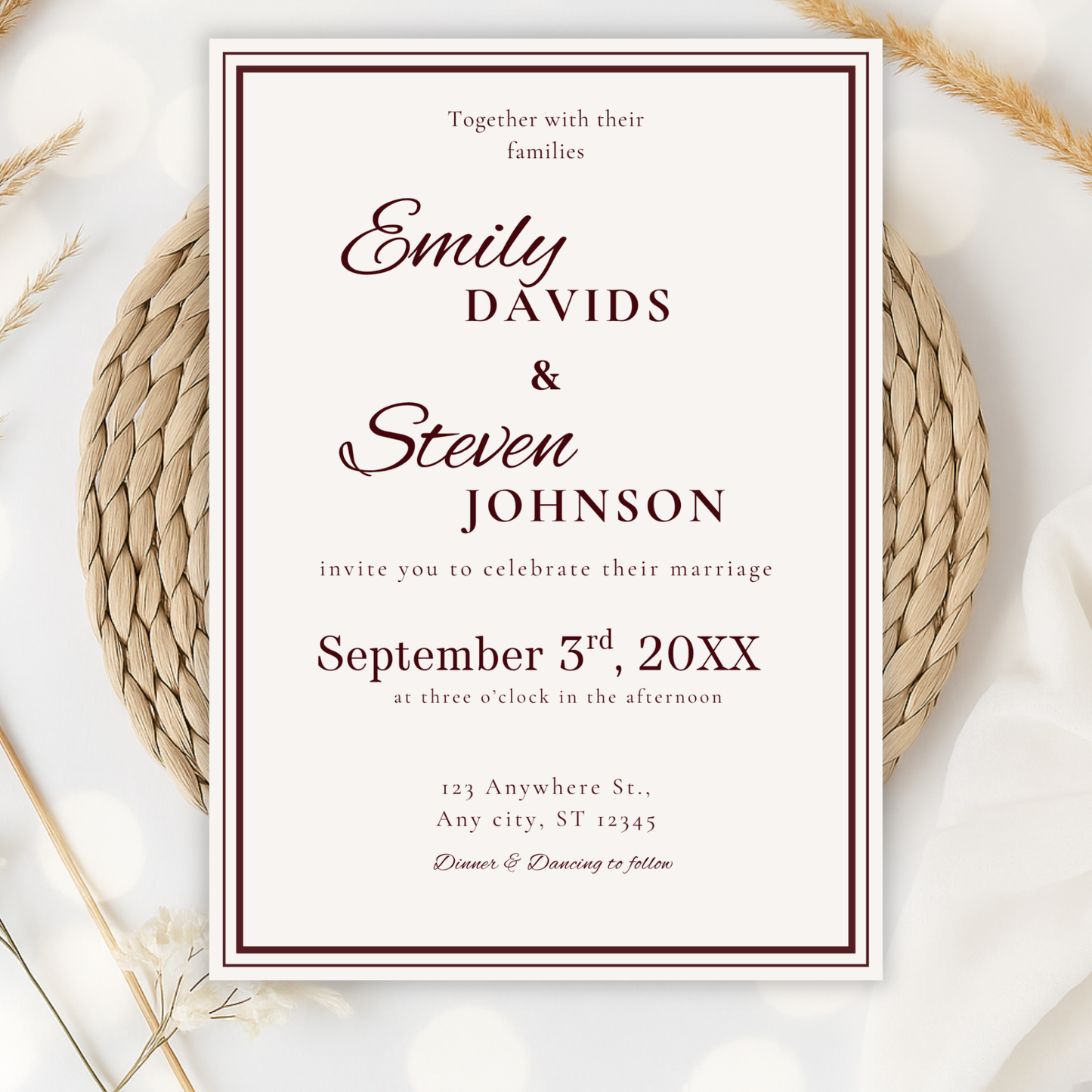 Gold-Trim Elegant Wedding Invitation by Pretty Digital — view 5