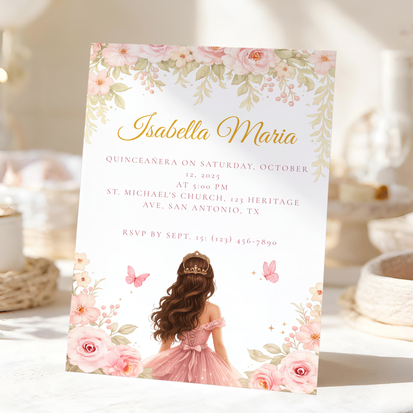 Floral invitation template by Pretty Digital — printable digital download