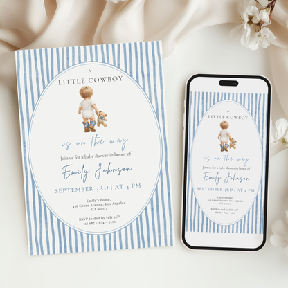 A Little Cowboy on the Way — Baby Boy Shower Invitation Template by Pretty Digital — view 6